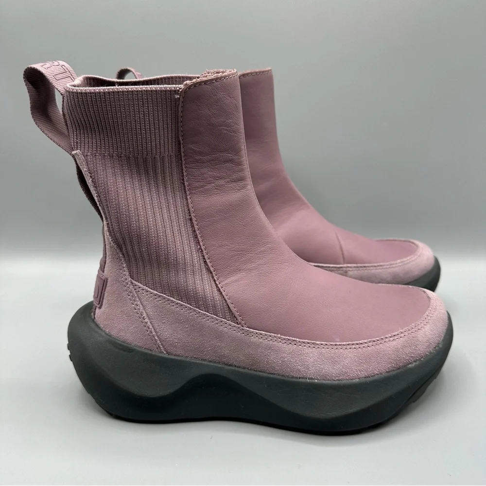 The North Face Knit Platform Leather Boots Pink Purple Women’s Size 6